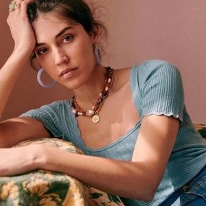 Rare Sezane Anil Top in Frosted Blue - Small